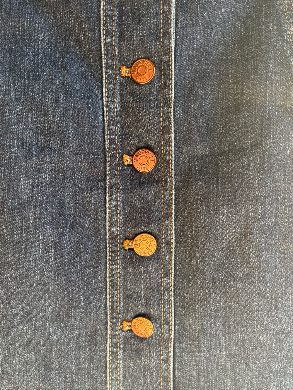 Madewell Blue Stretch Denim A-Line Mini Skirt Button Front Women’s Size M - Picture 8 of 10